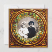 フィレンツェ ルネサンス フルーツ ブラック オレンジ ダマスク 招待状 (正面)