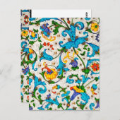 フィレンツェ ルネサンス ブルー 花の渦巻き,花 ポストカード (正面/裏面)
