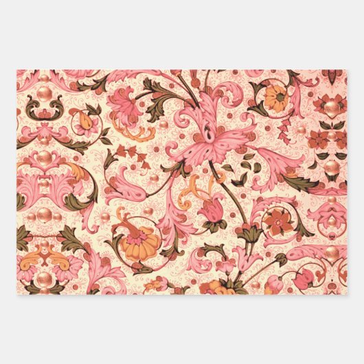 フィレンツェ ルネサンス ブルー 花の渦巻き, 花  ラッピングペーパーシート (正面2)