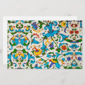 フィレンツェ ルネサンス ブルー 花の渦巻き,花 便箋 (正面/裏面)