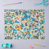 フィレンツェ ルネサンス ブルー 花の渦巻き,花 薄葉紙 (クラフト)