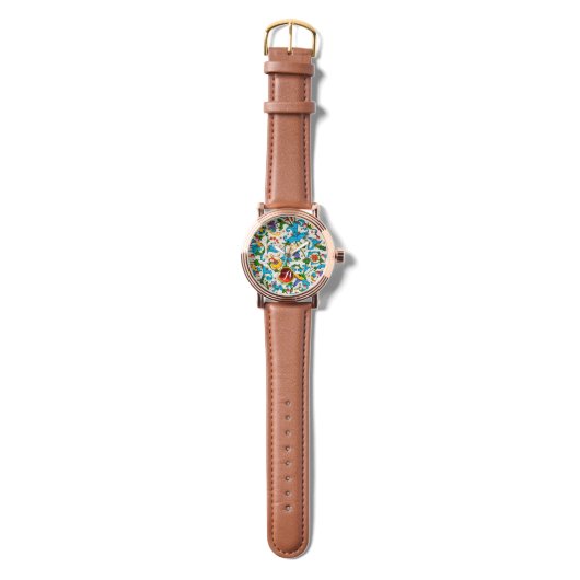 フィレンツェ ルネサンス ブルー 花柄 うずまき モノグラム 腕時計 (ストラップ)