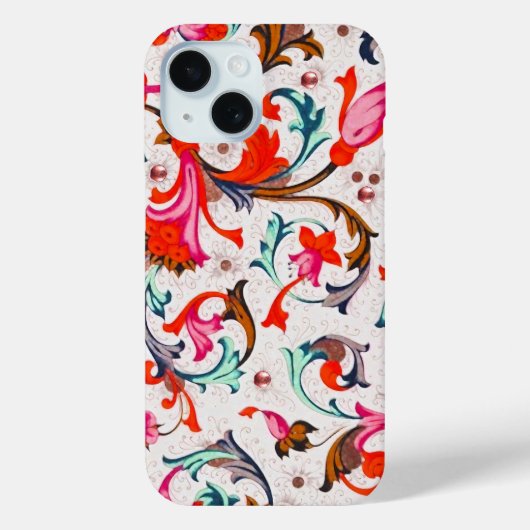 フィレンツェ ルネサンス 赤 花の渦巻き, 花 Case-Mate iPhoneケース (裏面)