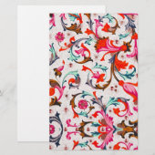 フィレンツェ ルネサンス 赤 花模様 スワール フラワーズ 便箋 (正面/裏面)