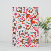 フィレンツェ ルネサンス 赤 花模様 スワール フラワーズ 便箋 (スタンド正面)