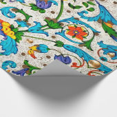 フィレンツェ ルネサンス 青 花模様 うずまき 花 ラッピングペーパー (角)