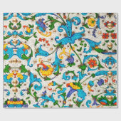 フィレンツェ ルネサンス 青 花模様 うずまき 花 ラッピングペーパー (フラット)