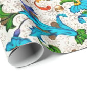 フィレンツェ ルネサンス 青 花模様 うずまき 花 ラッピングペーパー (ロールコーナー)