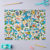 フィレンツェ ルネサンス 青 花模様 うずまき 花 薄葉紙 (クラフト)