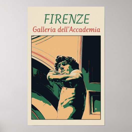 フィレンツェDavid Michelangeloイラストレーションイタリア ポスター (正面)