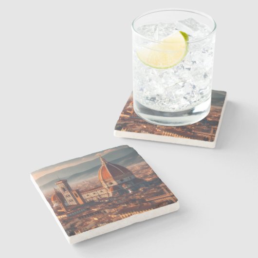 フィレンツェDuomoサンタマリアデルフィオーイタリア旅行 ストーンコースター (横)