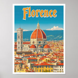 フィレンツェItalyアートヴィンテージトラベルイラストレーション ポスター