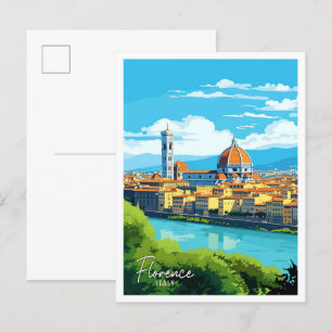 フィレンツェItalyアートヴィンテージ旅行イラストレーション ポストカード