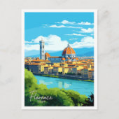 フィレンツェItalyアートヴィンテージ旅行イラストレーション ポストカード (正面)