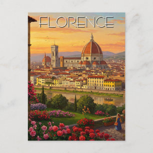 フィレンツェItalyスカイラインサンセット ポストカード