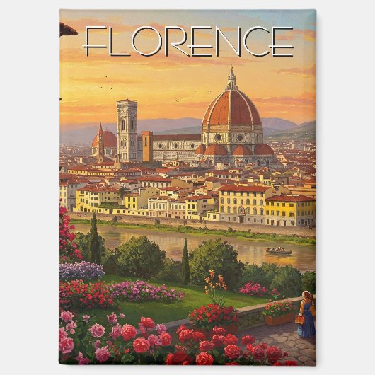 フィレンツェItalyスカイラインサンセット マグネット (正面)