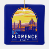 フィレンツェItalyトラベルアートヴィンテージ セラミックオーナメント (裏面)