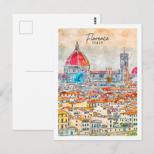 フィレンツェItalyトラベルプレイスウォーターカラー ポストカード (正面/裏面)