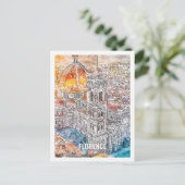 フィレンツェItalyトラベルプレイスウォーターカラー ポストカード (スタンド正面)