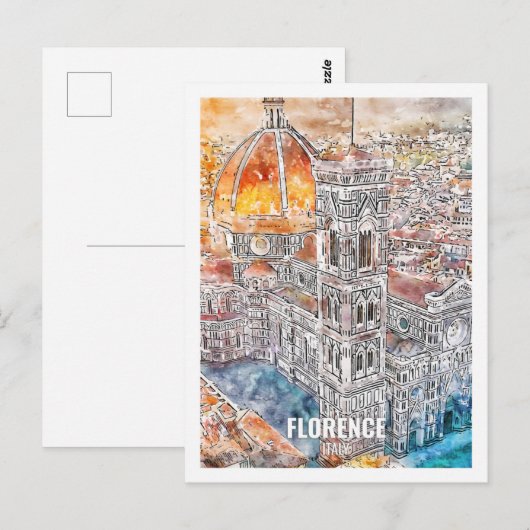 フィレンツェItalyトラベルプレイスウォーターカラー ポストカード (正面/裏面)
