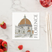 フィレンツェItalyドゥオモペンアンドインクイラストレーション スタンダードカクテルナプキン (インサイチュ)