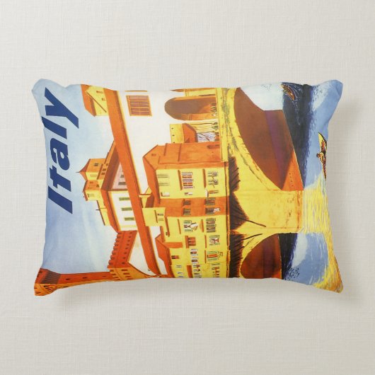 フィレンツェItalyポンテヴェッキオブリッジヴィンテージトラベル アクセントクッション (正面)