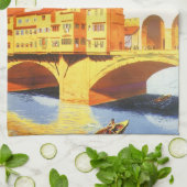 フィレンツェItalyポンテヴェッキオブリッジヴィンテージトラベル キッチンタオル (折り畳み)