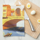 フィレンツェItalyポンテヴェッキオブリッジヴィンテージトラベル キッチンタオル (四つ折り)
