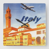 フィレンツェItalyポンテヴェッキオブリッジヴィンテージトラベル スクエア壁時計 (正面)
