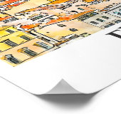 フィレンツェItaly旅行水の色スケッチ手描き ポスター (角)