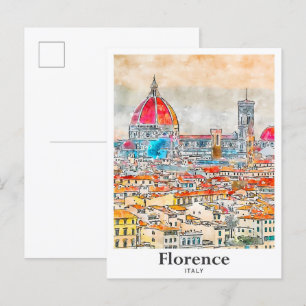 フィレンツェItaly旅行水の色スケッチ手描き ポストカード