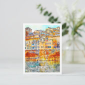 フィレンツェItaly有名な旅行水の色のスケッチ ポストカード (スタンド正面)