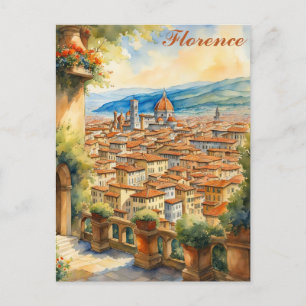 フィレンツェItaly水カラーイラストレーション旅行 ポストカード