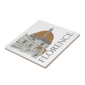 フィレンツェItaly Duomo Cathedralペンアンドインクスケッチ タイル (側面)