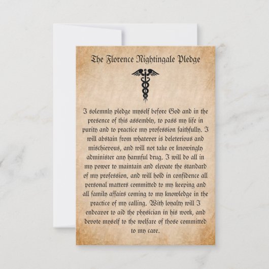フィレンツェNightingaleプレッジforナースフラットカード (正面)