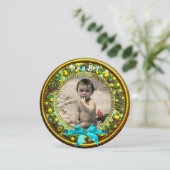 フィレンツツブルーリボン男の赤ちゃんシャワー 招待状 (スタンド正面)