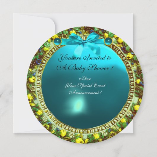 フィレンツツブルーリボン男の赤ちゃんシャワー 招待状 (裏面)