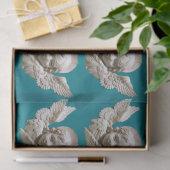 フィレンツネルネッサンスエンジェルティール(緑がかった色)ブルークリスマス 薄葉紙 (ギフト)