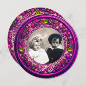 フィレンツネルネッサンスピンクフローラクラウンモノグラム 招待状 (正面/裏面)