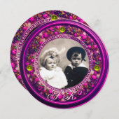 フィレンツルネサンスフローラ，ピンクフルーツモノグラム 招待状 (正面/裏面)