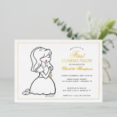 フィロソフィー第一聖餐会 – 少女 箔招待状 (立ち正面)