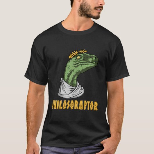 フィロソラプターヴェロキラプター哲学者フィおもしろいロ Tシャツ (正面)