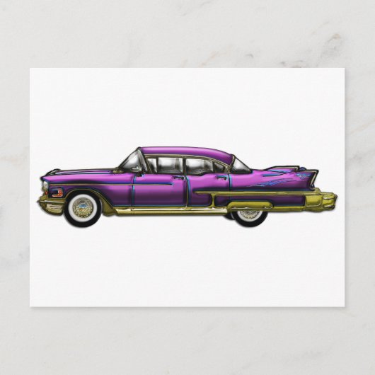 フィンが付いているクラシックな車 ポストカード (正面)
