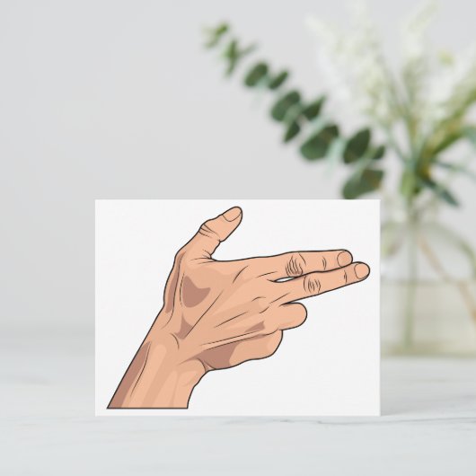 フィンガーガンピストル射撃、 発砲ハンドサインジェスチャ ポストカード (スタンド正面)