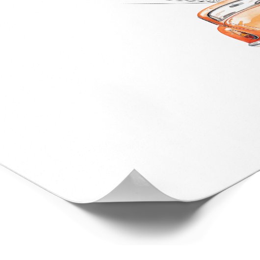 フィンガーパー結婚トアートのゲストブックと車 ポスター (角)