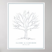 フィンガープリントツリー&モノグラム結婚のゲストブック ポスター (正面)