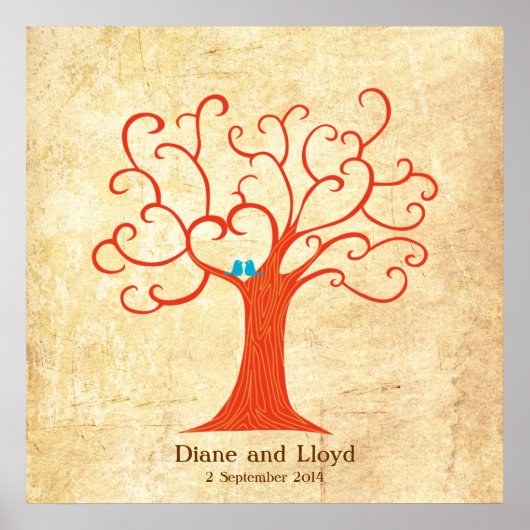 フィンガープリント結婚ツリーのスクエアヴィンタ ポスター (正面)