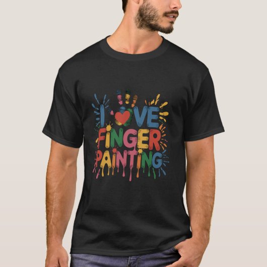 フィンガーペインティングが大好きで楽しい Tシャツ (正面)
