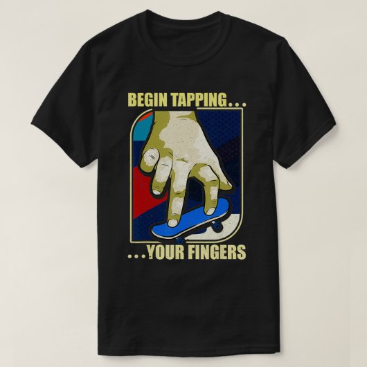 フィンガーボードスケーターデザインユーおもしろいモア Tシャツ (デザイン正面)