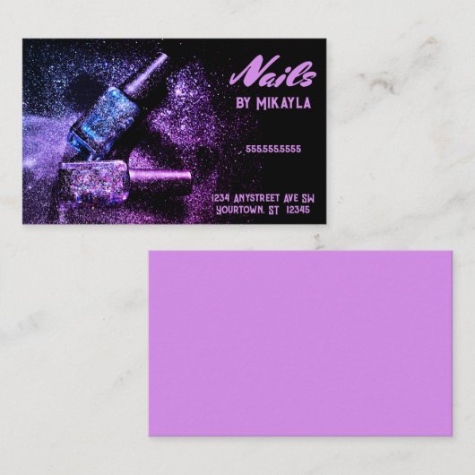 フィンガーマニキュアとグリッターネイルアーティストマニキュア 名刺 (正面/裏面)